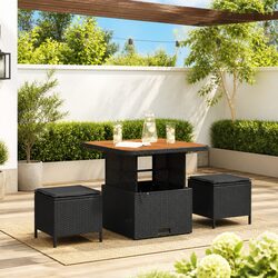 Stylish Black Poly Rattan Garden Dining Set for Outdoors
