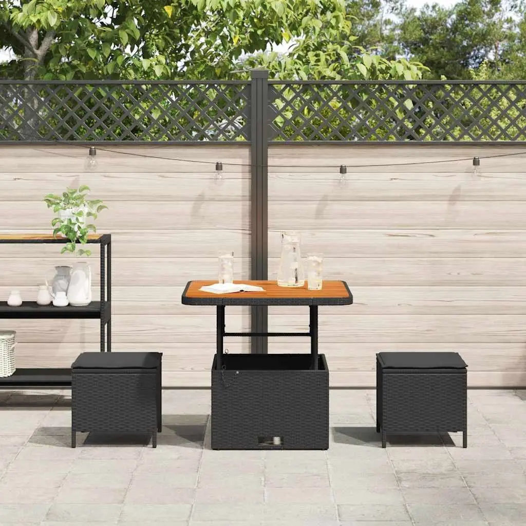 Black Poly Rattan Garden Dining Set for Outdoors