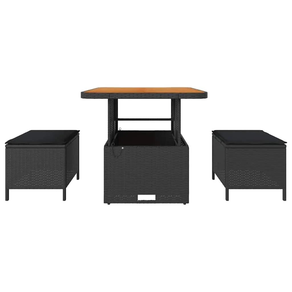 Black Poly Rattan Garden Dining Set for Outdoors