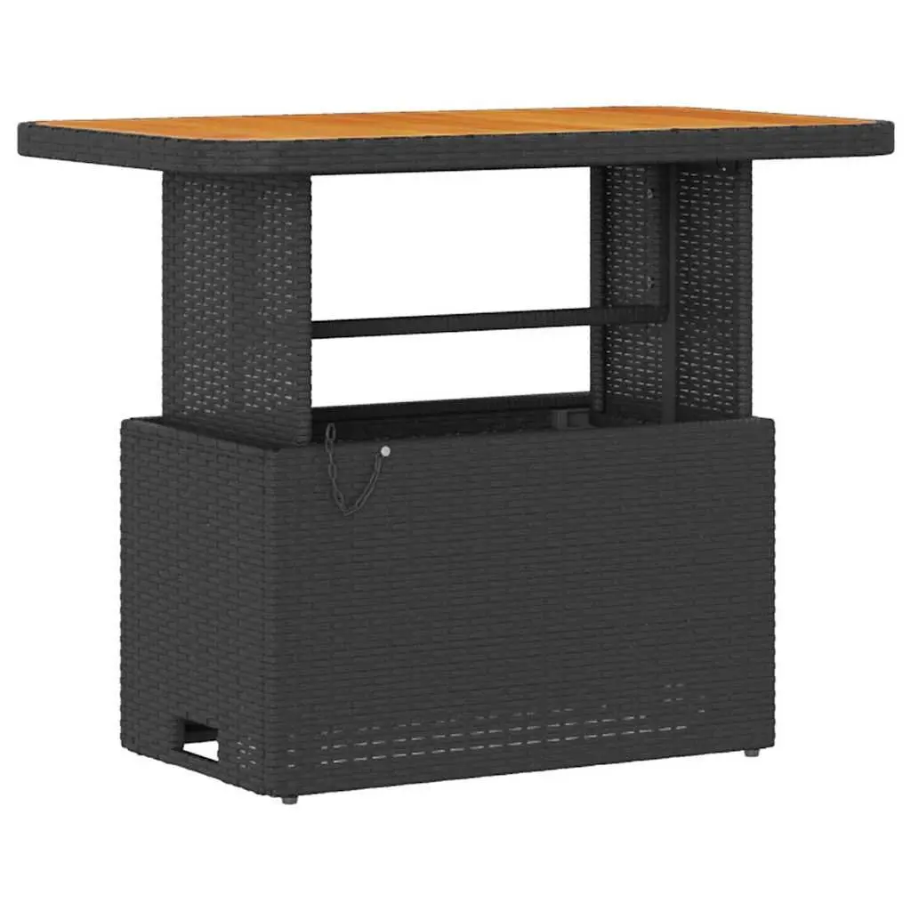 Garden Dining Set Poly Rattan Acacia Wood Black Patio Furniture