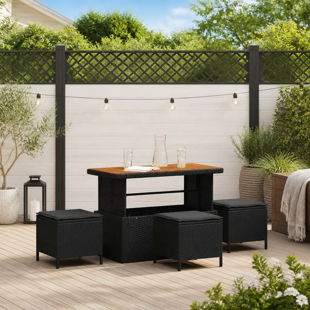 Black Poly Rattan Garden Dining Set