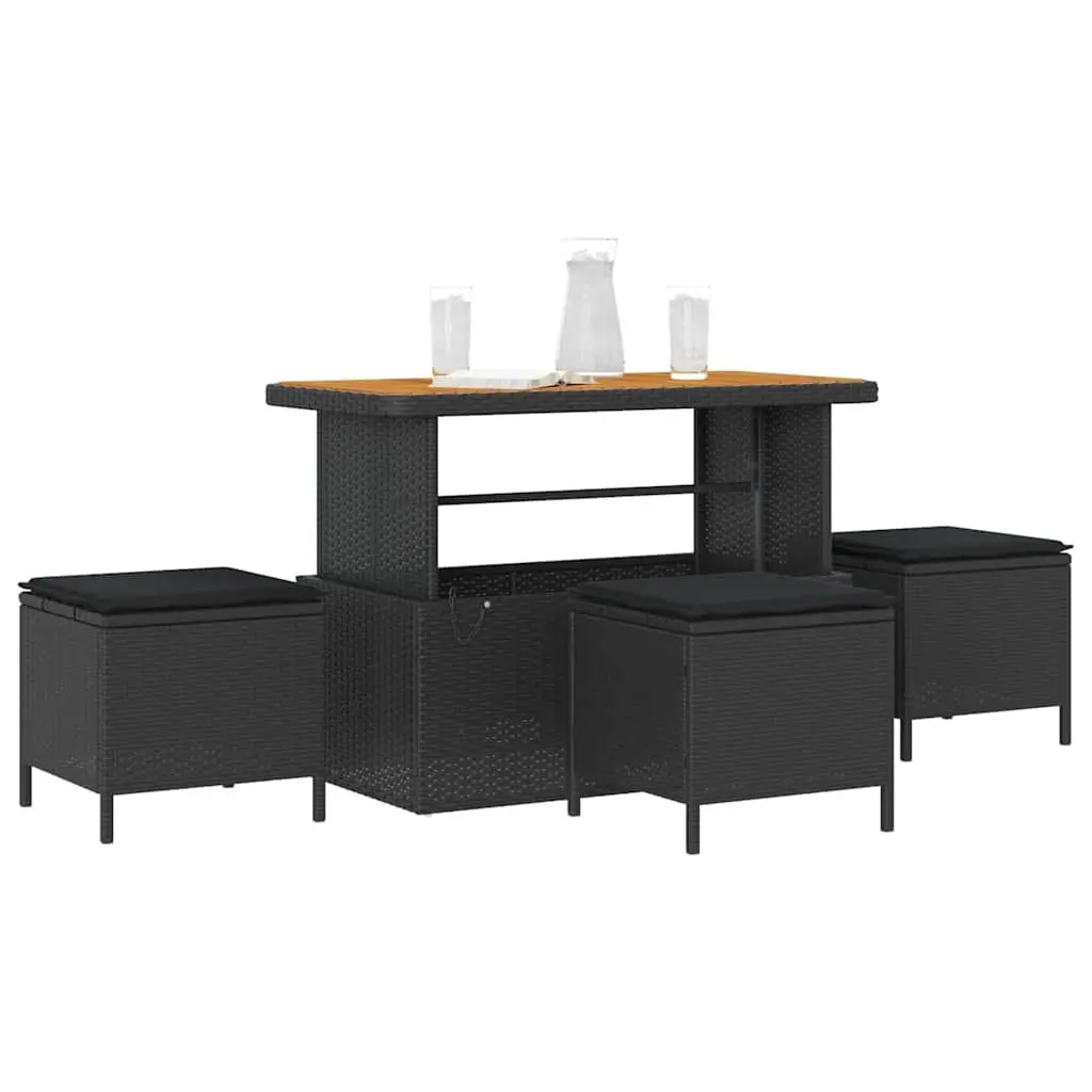 Black Poly Rattan Garden Dining Set