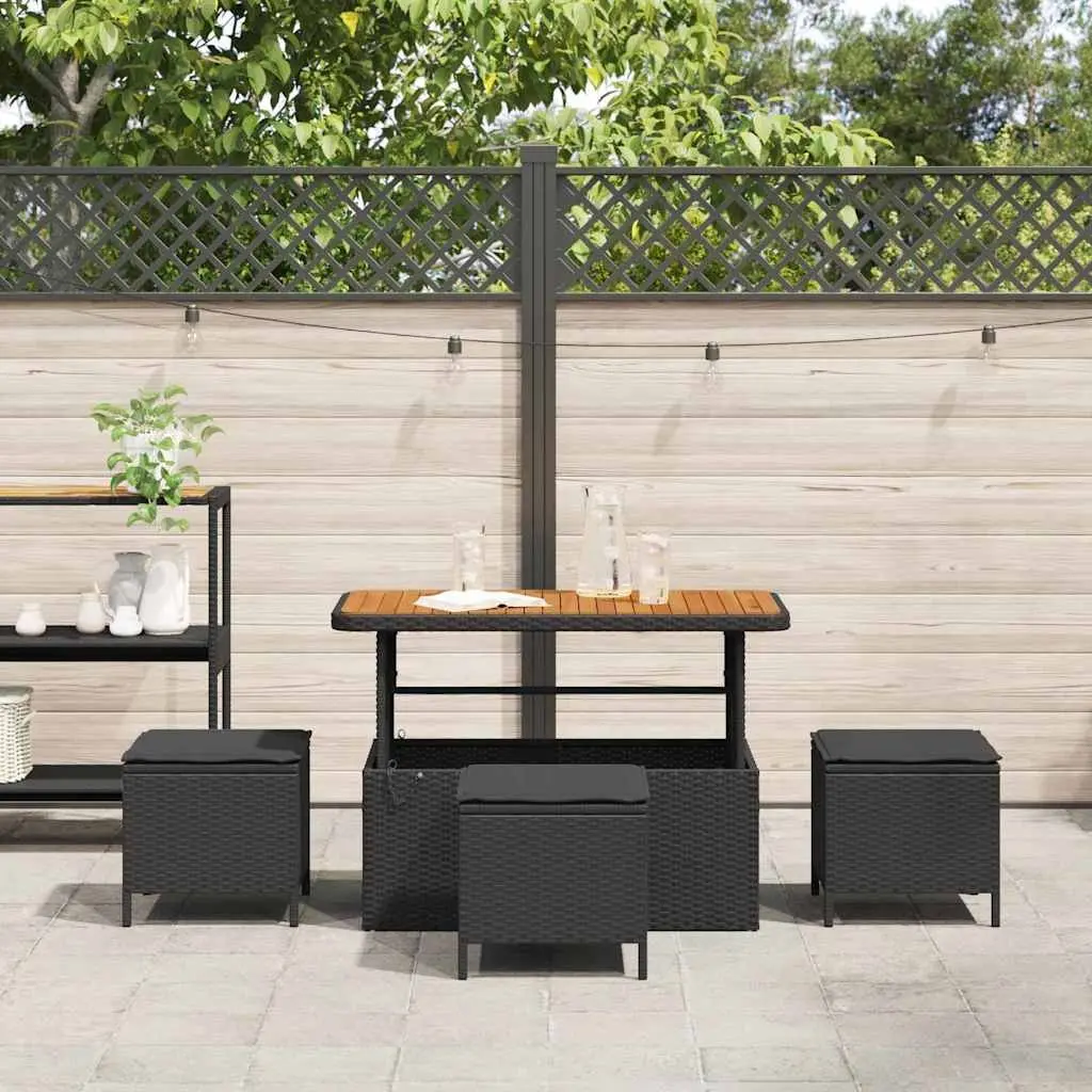 Black Poly Rattan Garden Dining Set