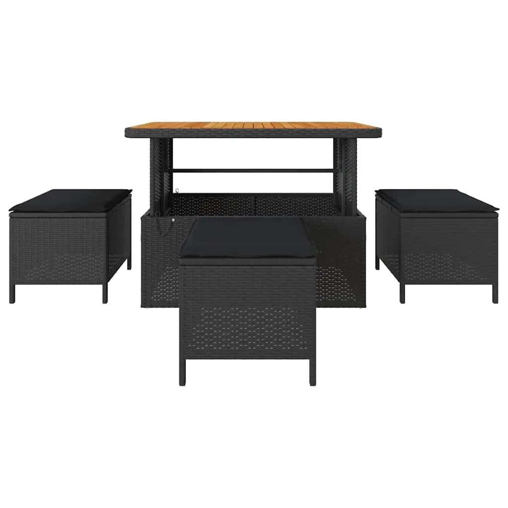 Black Poly Rattan Garden Dining Set