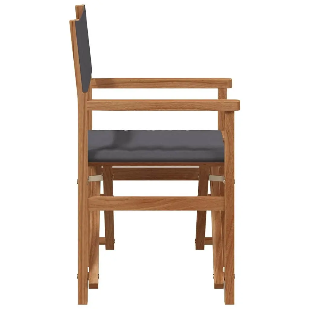 Grey Outdoor Folding Director Chair with Teak Frame