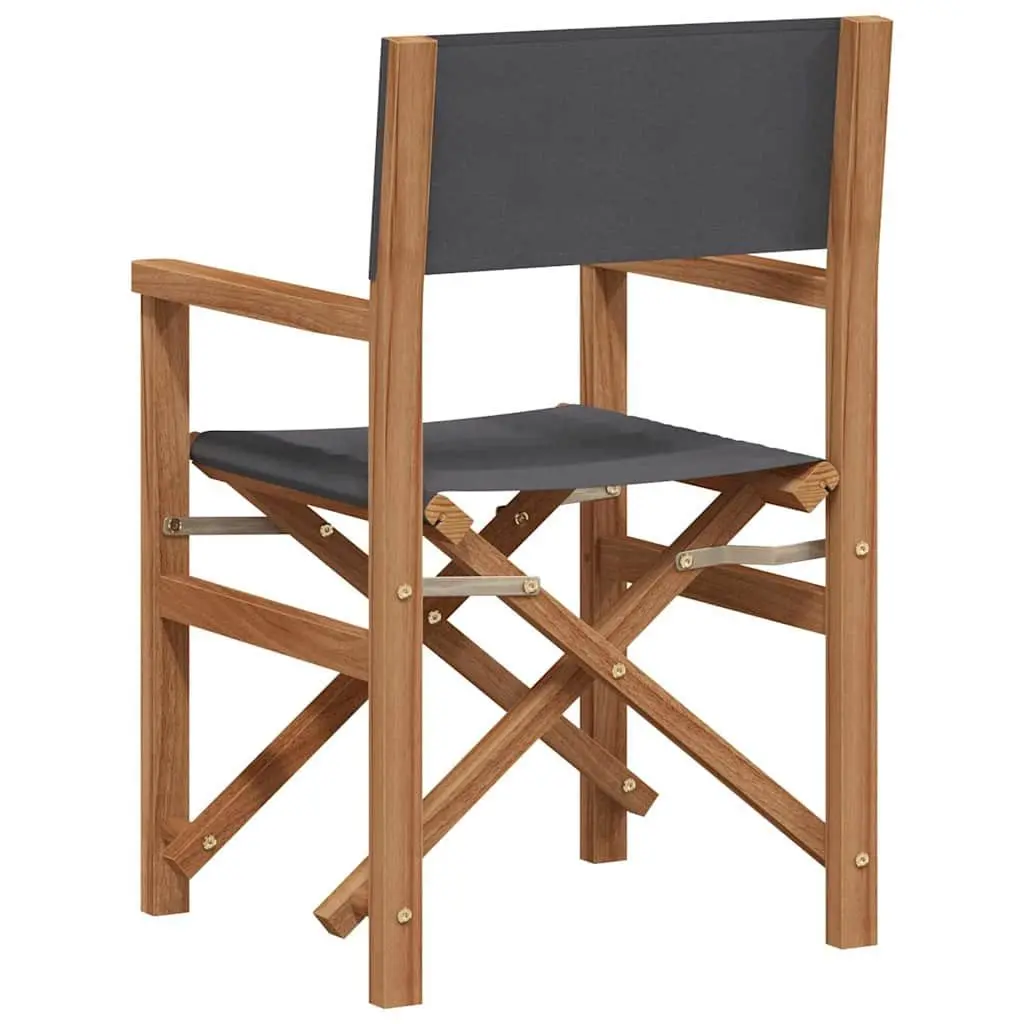 Grey Outdoor Folding Director Chair with Teak Frame