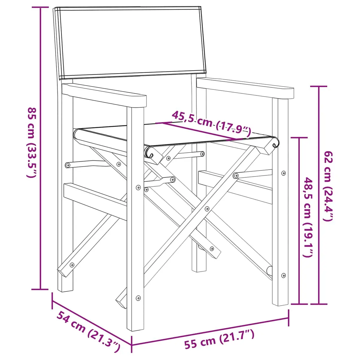 Grey Outdoor Folding Director Chair with Teak Frame