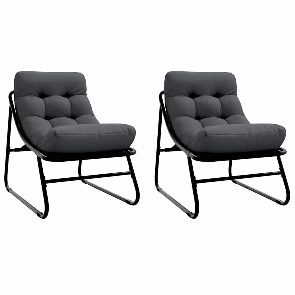 Garden Chairs Powder-Coated Steel Black 2 Piece Patio Seating Set