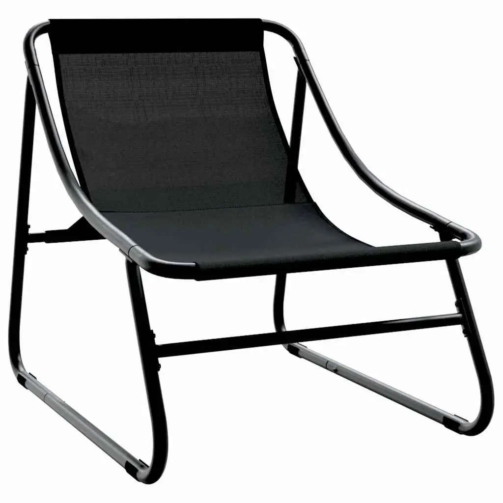 Garden Chairs Powder-Coated Steel Black 2 Piece Patio Seating Set