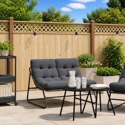 Durable Black Steel Outdoor Garden Chair with Cushions