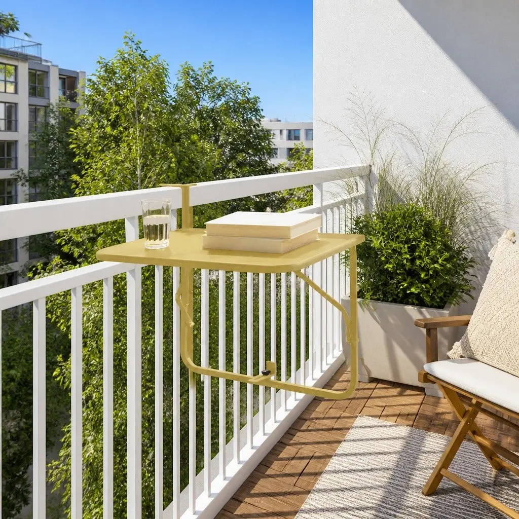 Hanging Balcony Table Steel 60 x 39 x 65 cm Gold