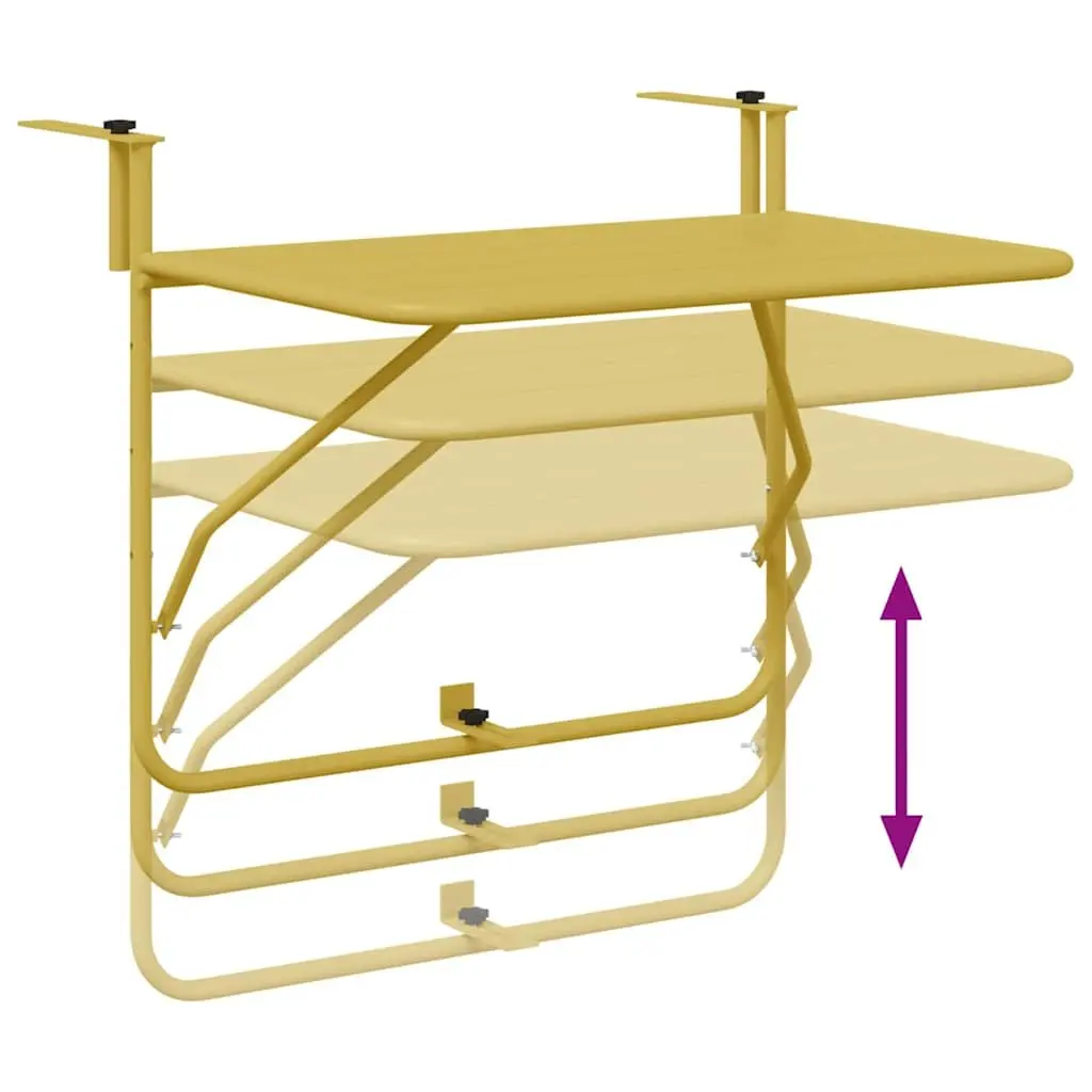 Hanging Balcony Table Steel 60 x 39 x 65 cm Gold