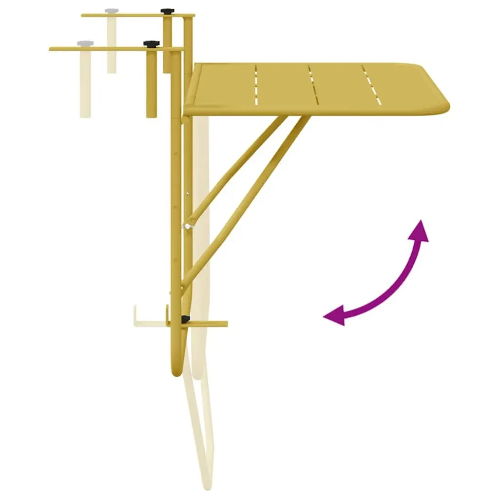 Hanging Balcony Table Steel 60 x 39 x 65 cm Gold