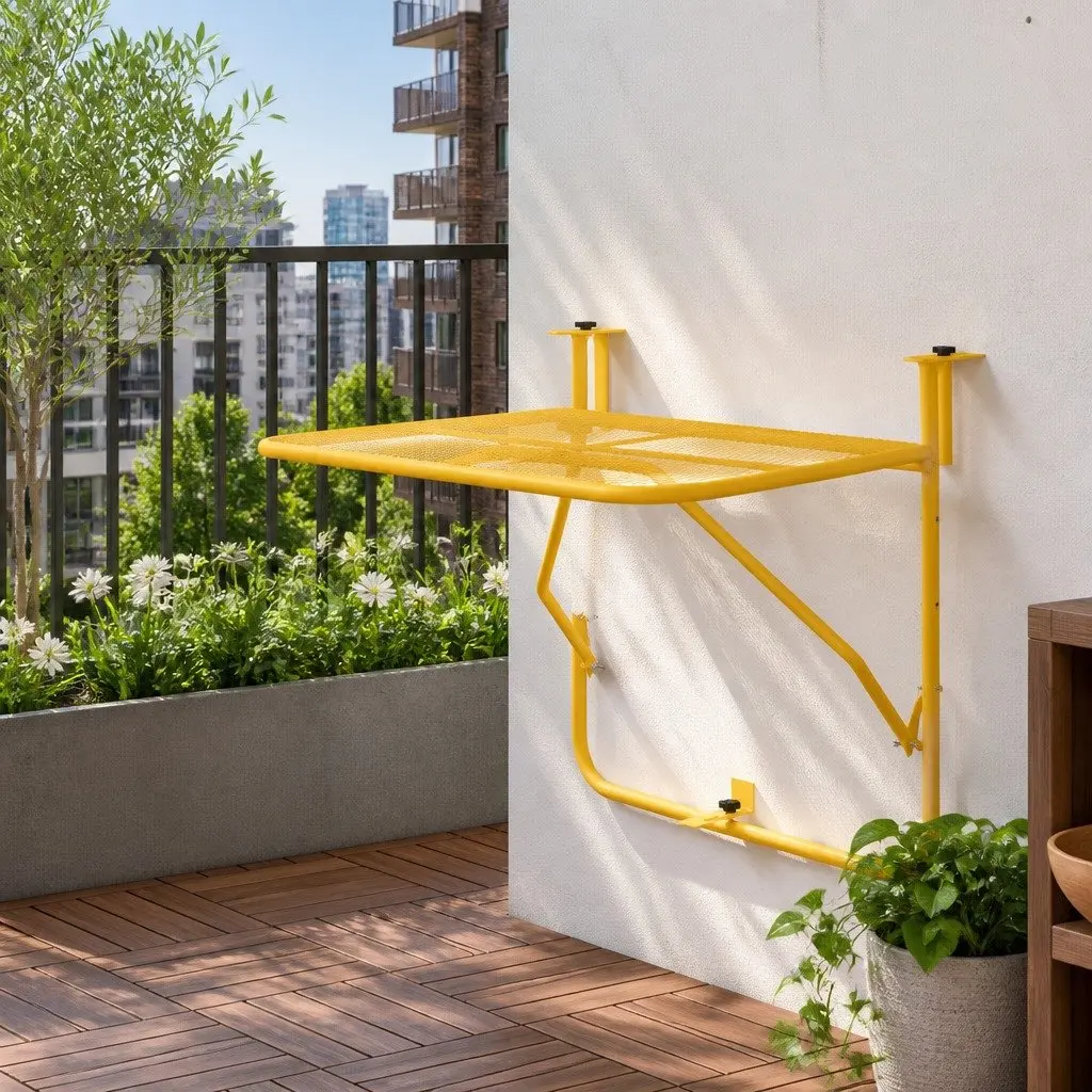 Hanging Balcony Table Foldable Outdoor Furniture Steel Garden Terrace Patio Desk