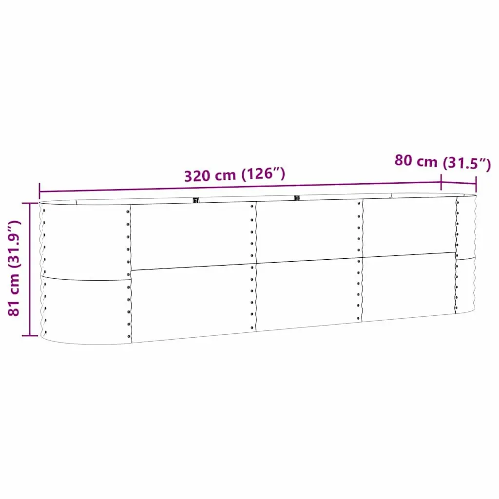 Raised Bed Garden Planter Steel 320x80x81cm Green