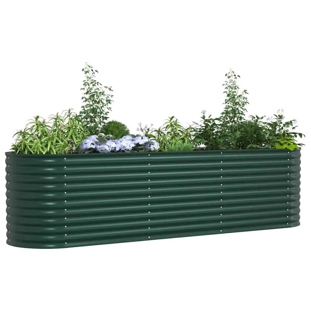 Raised Bed Garden Planter Steel 320x80x81cm Green