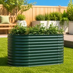 Sturdy Green Steel Raised Garden Bed 160 x 80 x 81 cm
