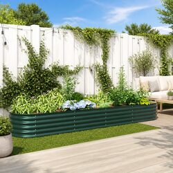 Premium Green Steel Raised Garden Bed 400x80x44cm