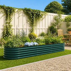 Durable Green Steel Raised Garden Bed 320 x 80 x 44 cm
