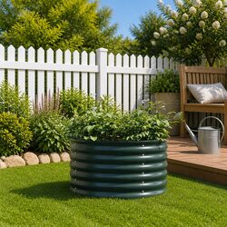 Durable Steel Raised Bed Planter 80x80x44cm Green