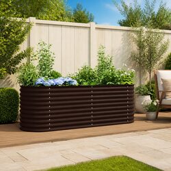 Durable Brown Steel Raised Garden Bed 240x80x81cm