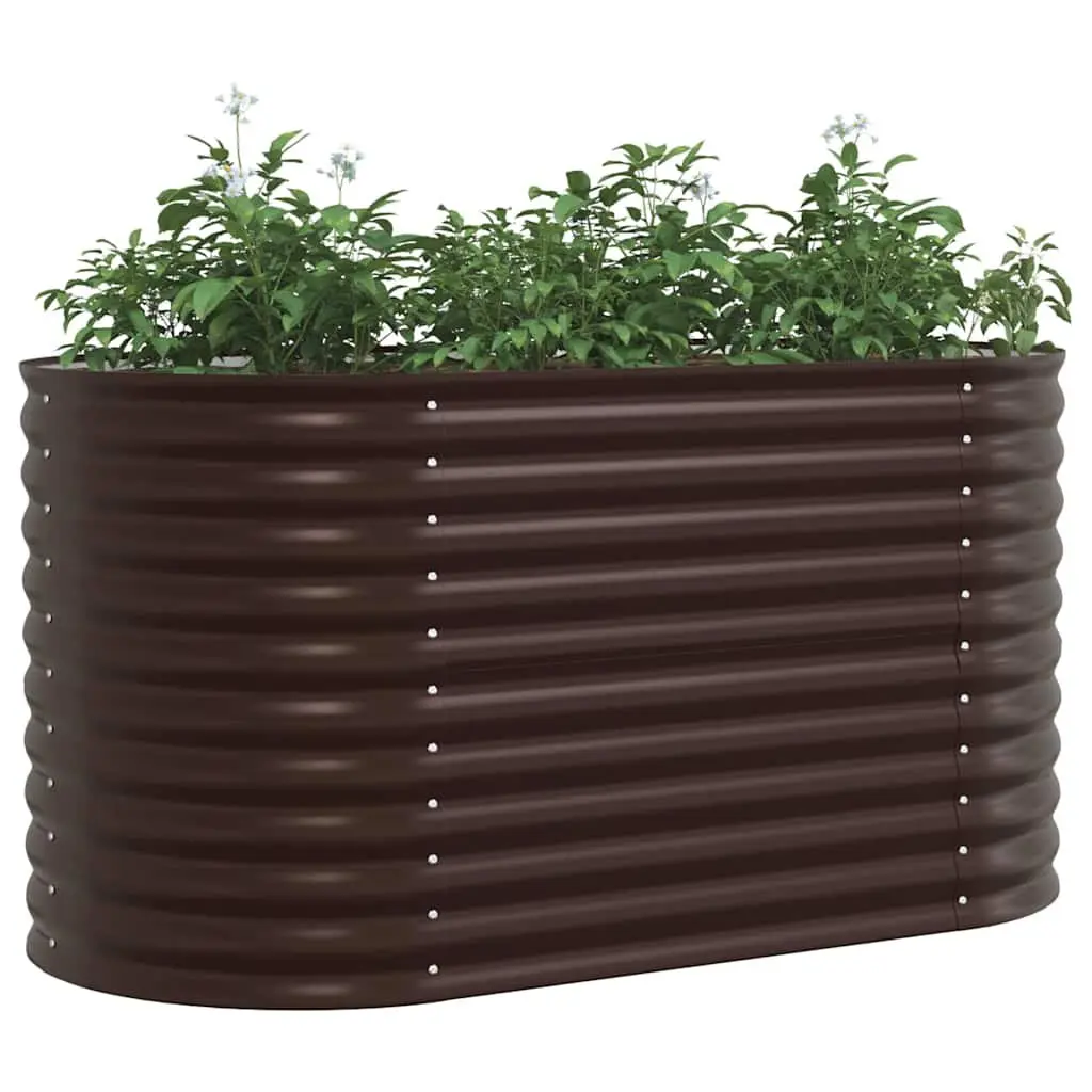 Brown Steel Raised Garden Bed 160x80x81cm for Outdoors