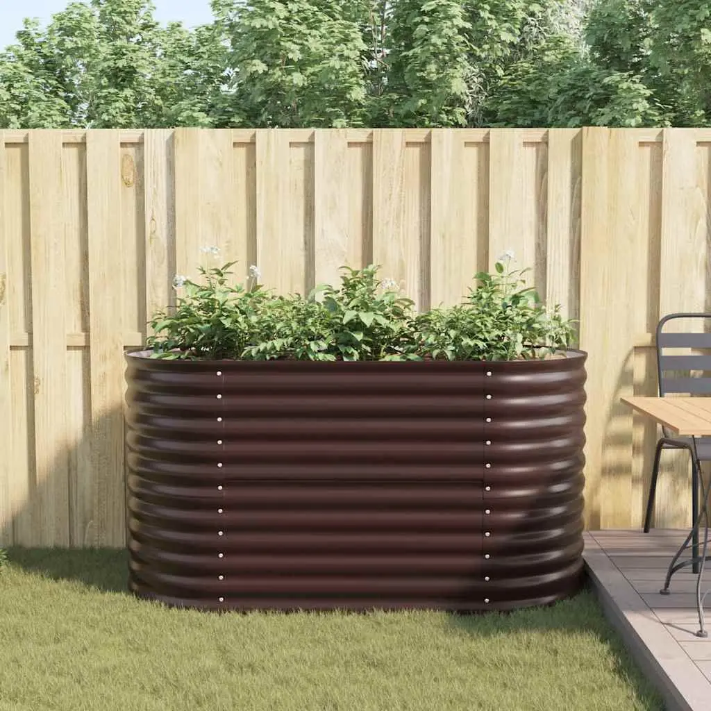 Brown Steel Raised Garden Bed 160x80x81cm for Outdoors