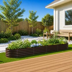 Durable Steel Raised Bed Planter 400x80x44cm Brown