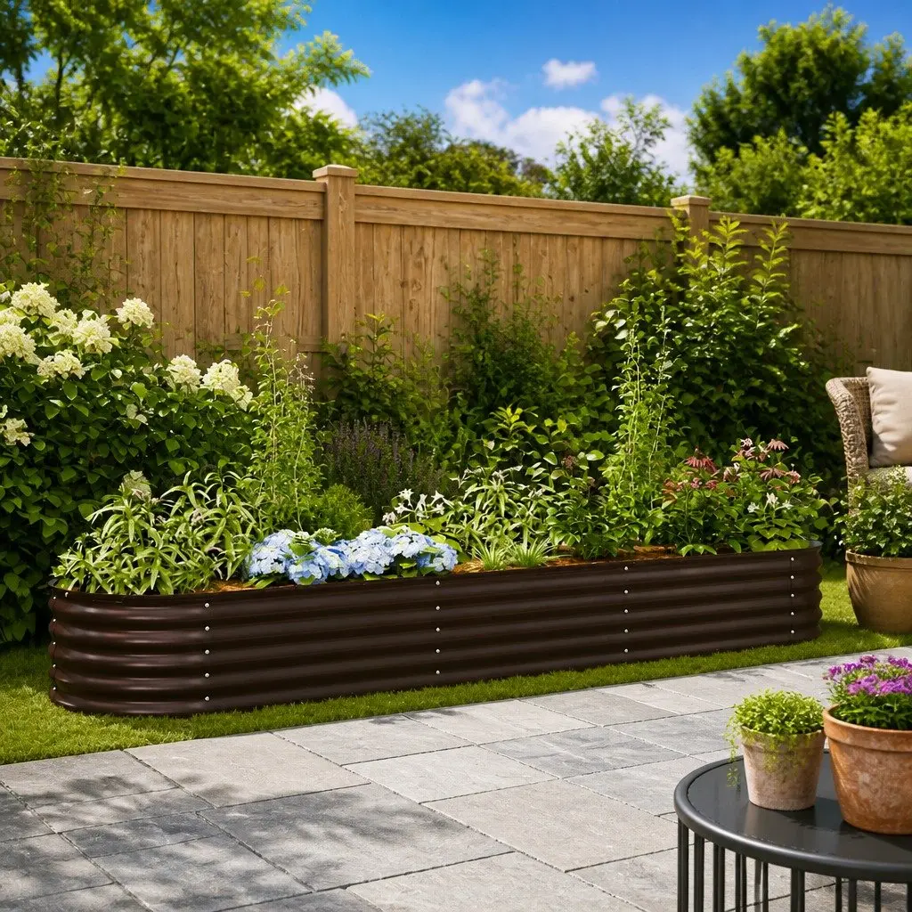 Raised Garden Bed Steel 320x80x44cm Brown