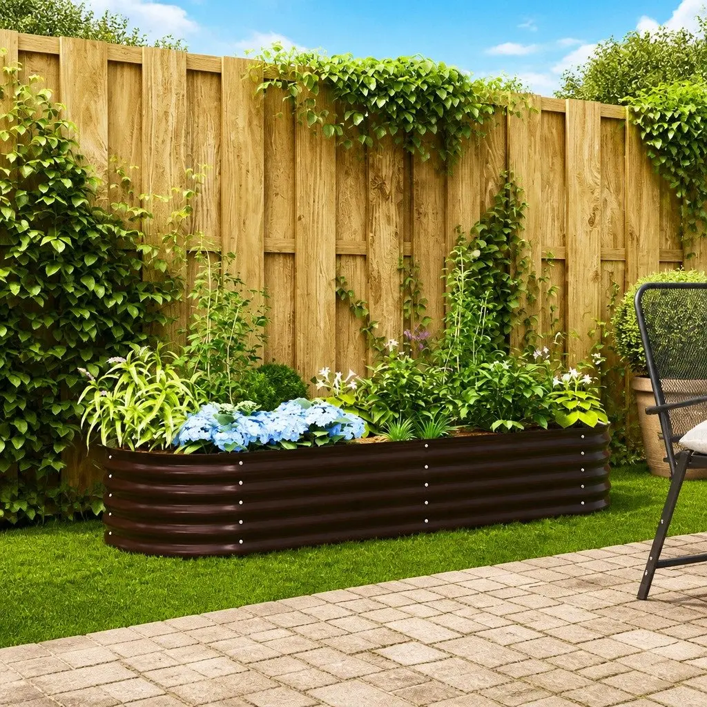 Steel Raised Garden Bed 240x80x44cm for Outdoor Use