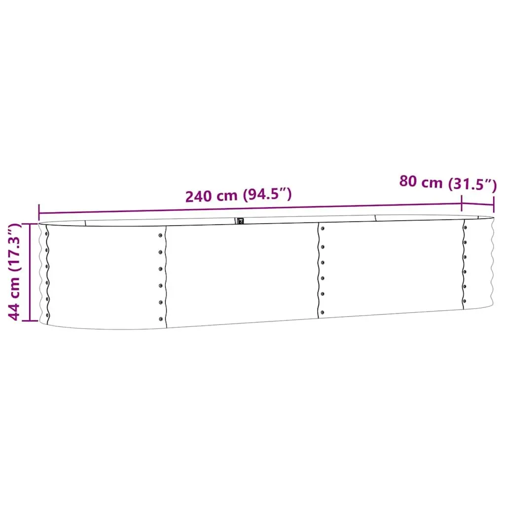 Steel Raised Garden Bed 240x80x44cm for Outdoor Use