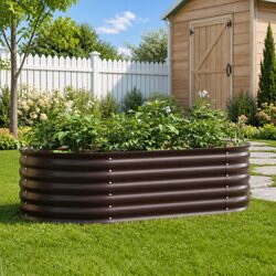 Durable Steel Raised Garden Bed 160x80x44cm Brown