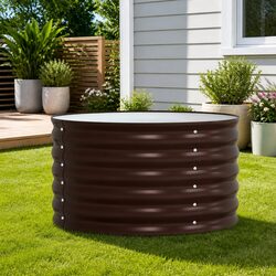 Durable Steel Raised Garden Bed 80x80x44cm Brown
