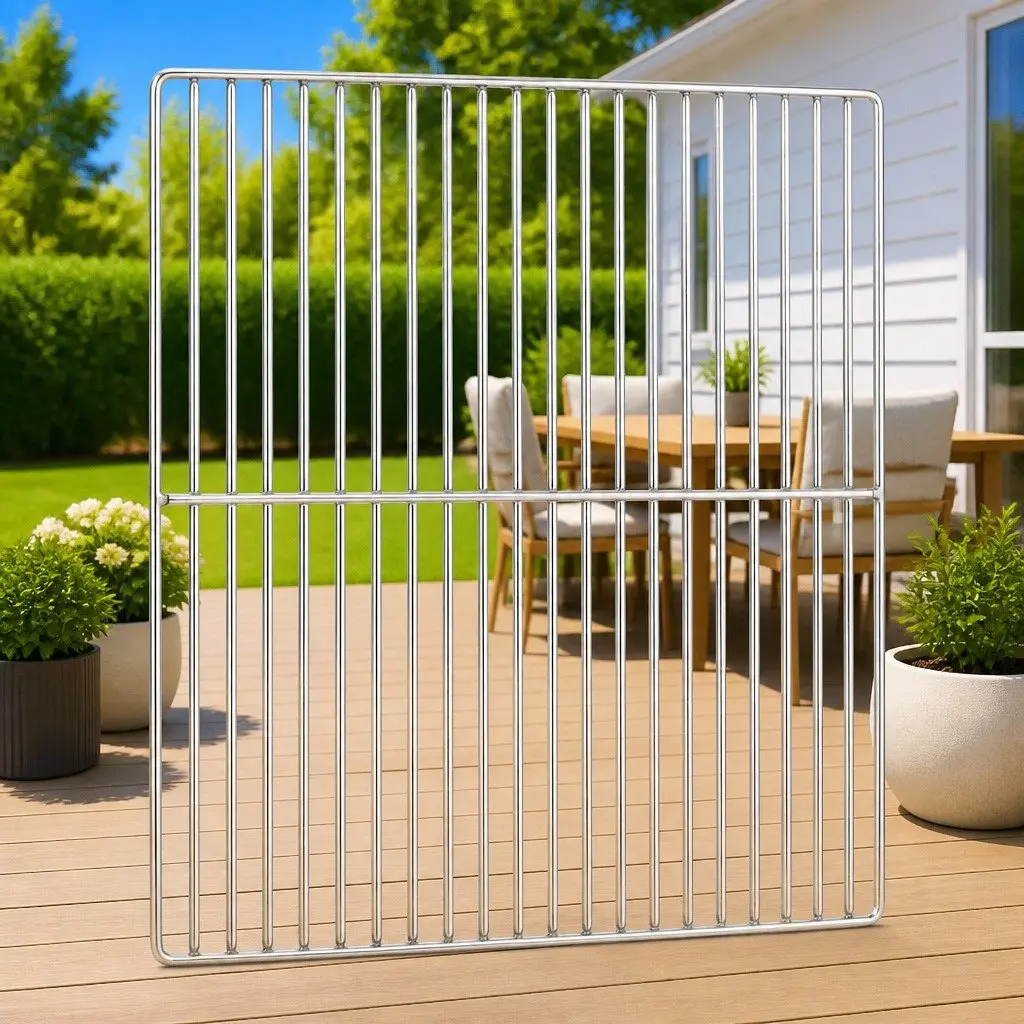 Rectangular Stainless Steel Grill Grate 45 x 40 cm Silver