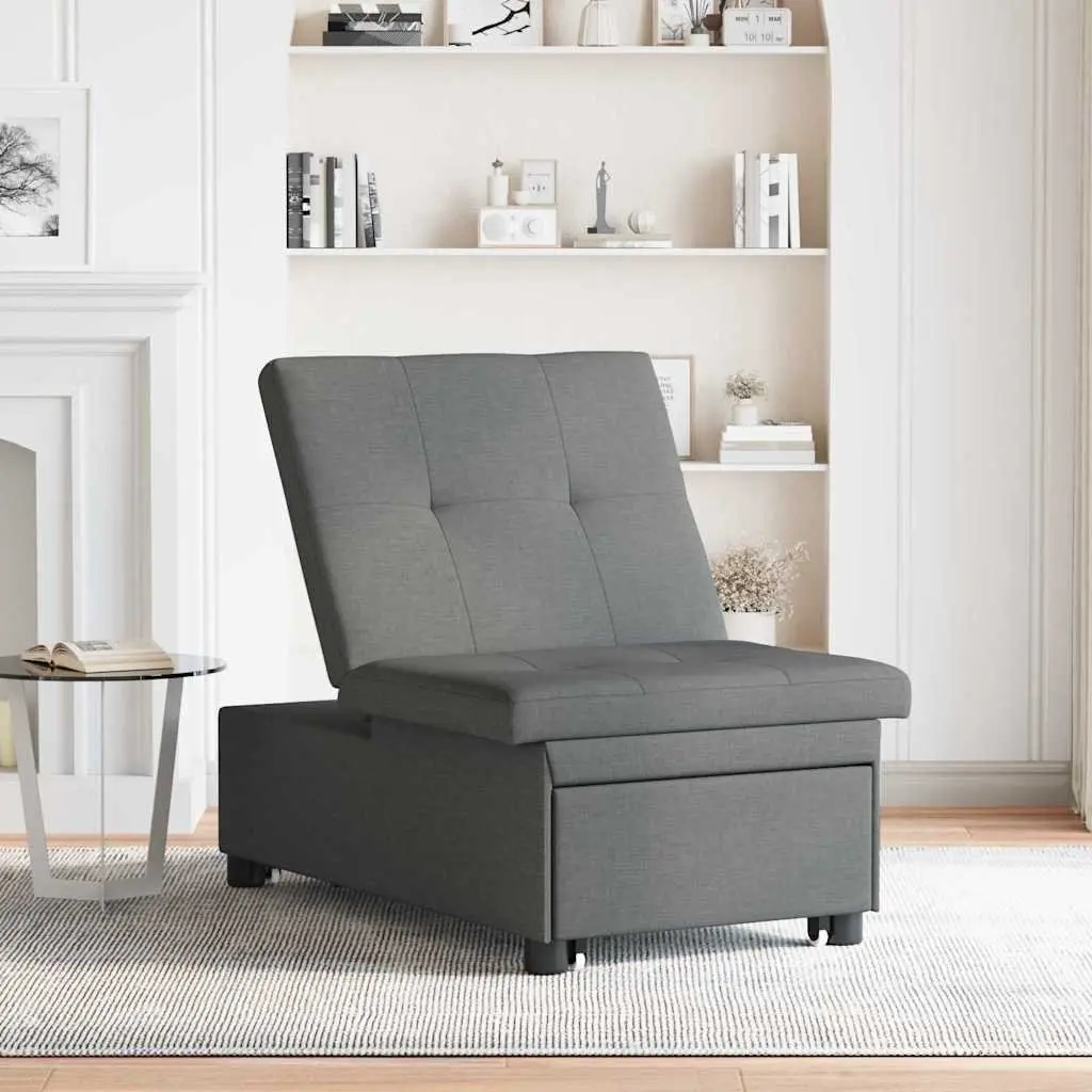 Grey Pull-Out Sofa Bed with Durable Frame