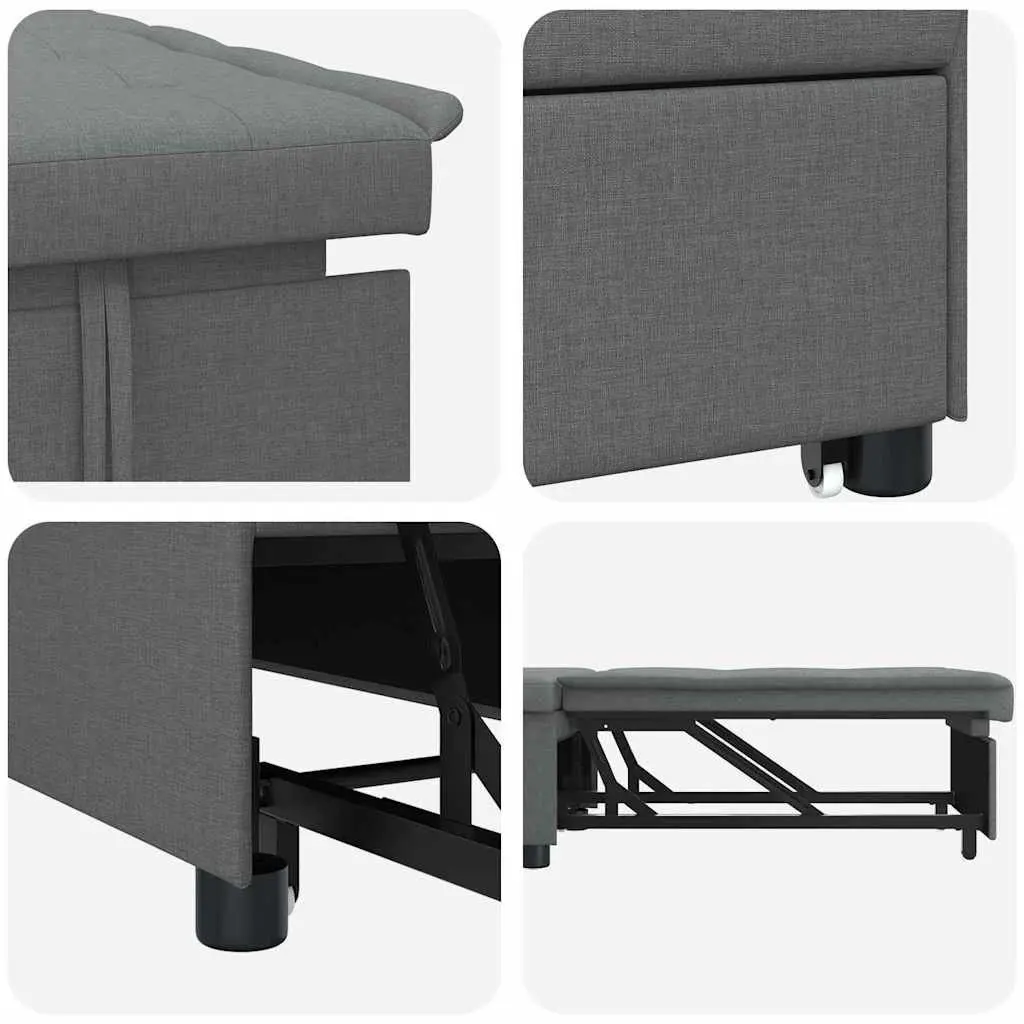 Grey Pull-Out Sofa Bed with Durable Frame