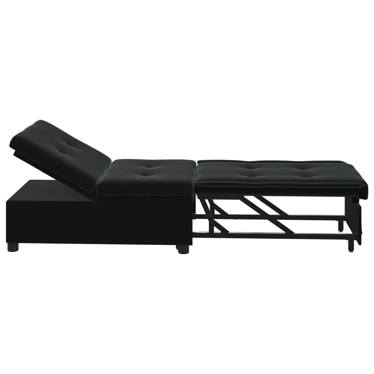 Convertible Black Sofa Bed with Sturdy Plywood Frame