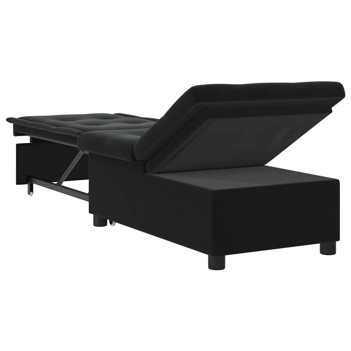 Convertible Black Sofa Bed with Sturdy Plywood Frame