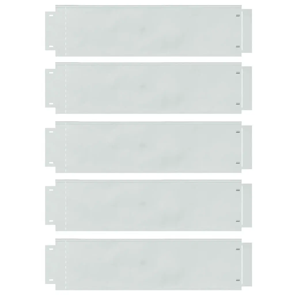 Galvanised Steel Lawn Edging 100cm Silver Outdoor Garden Border Set of 5 Pieces