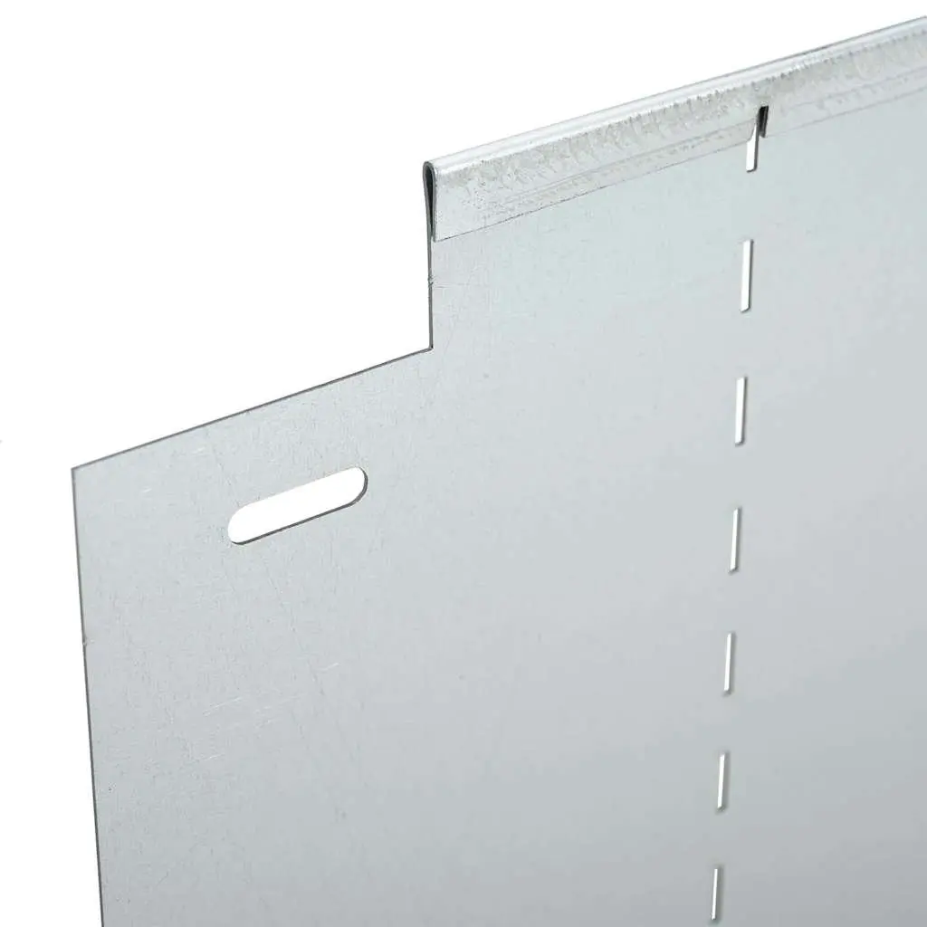 Galvanised Steel Lawn Edging 100cm Silver Outdoor Garden Border Set of 5 Pieces