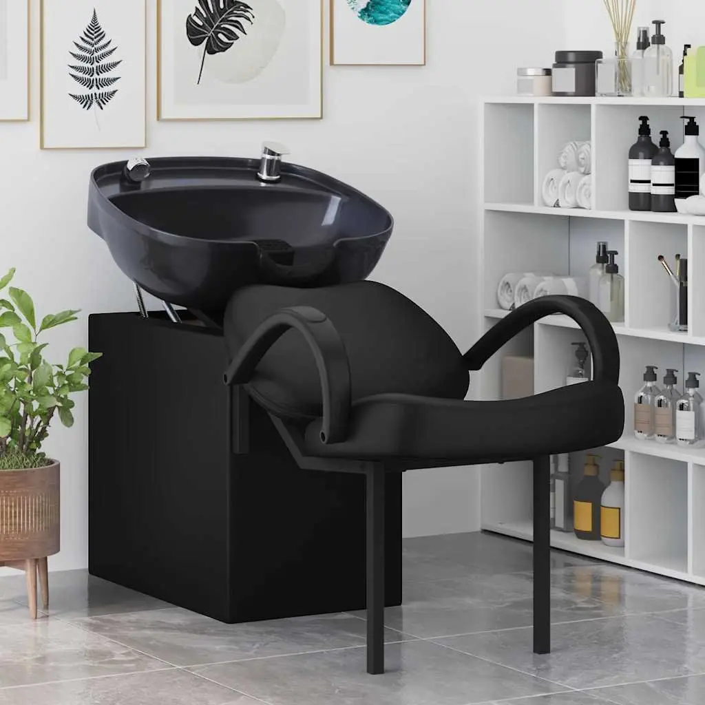 Shampoo Chair PVC Plywood Height Adjustable Black