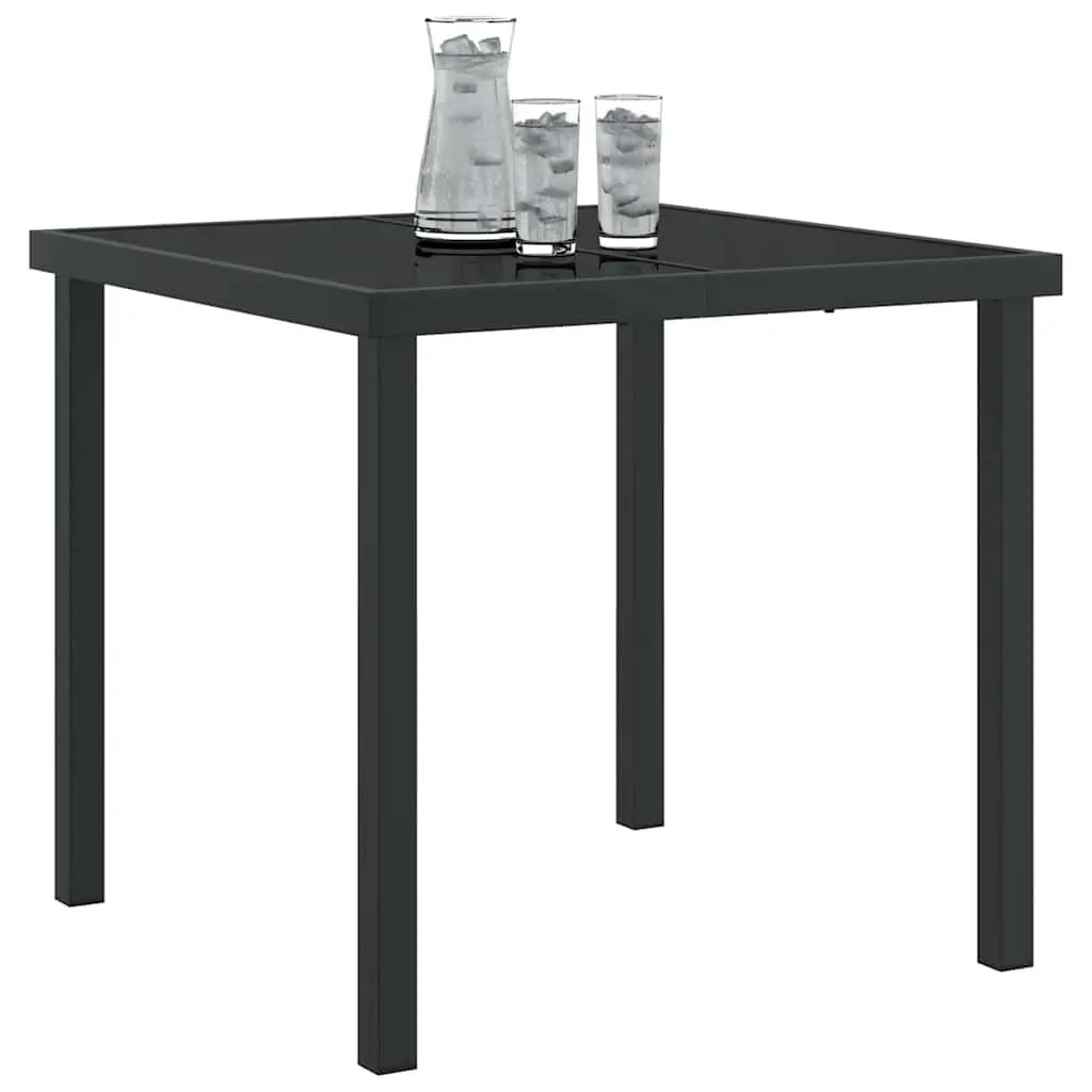 Black Tempered Glass Top Garden Table for Outdoor Spaces
