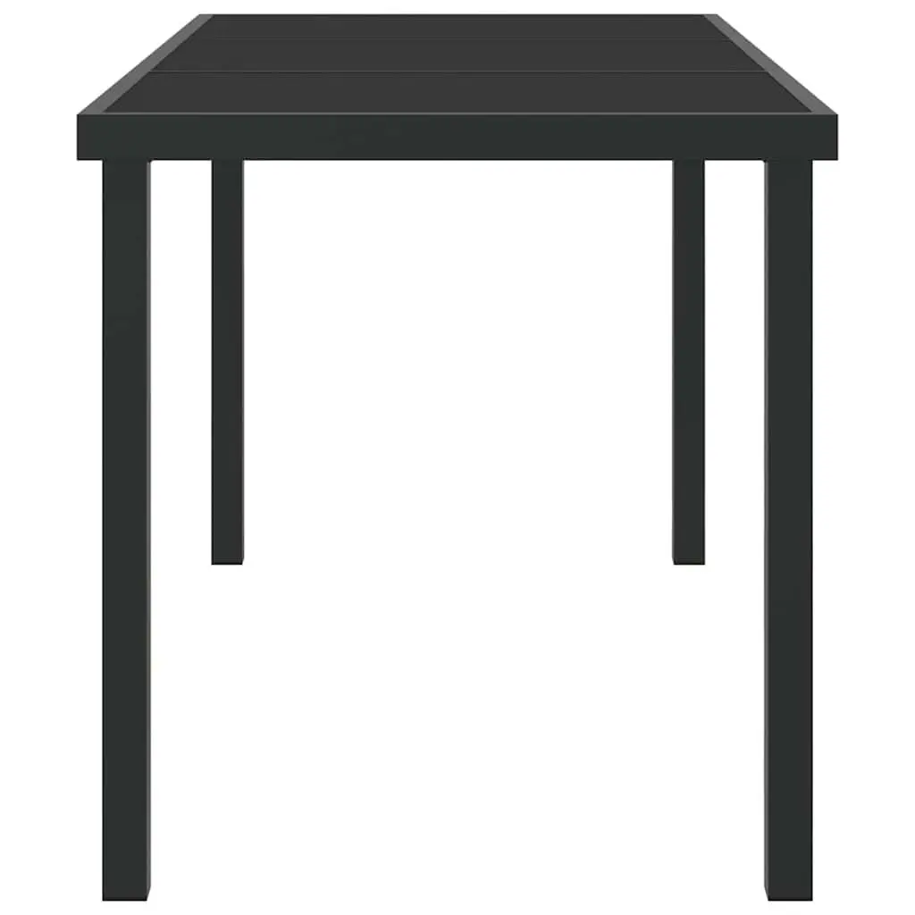 Garden Table Metal Frame Tempered Glass 140 x 70 x 73 cm Black