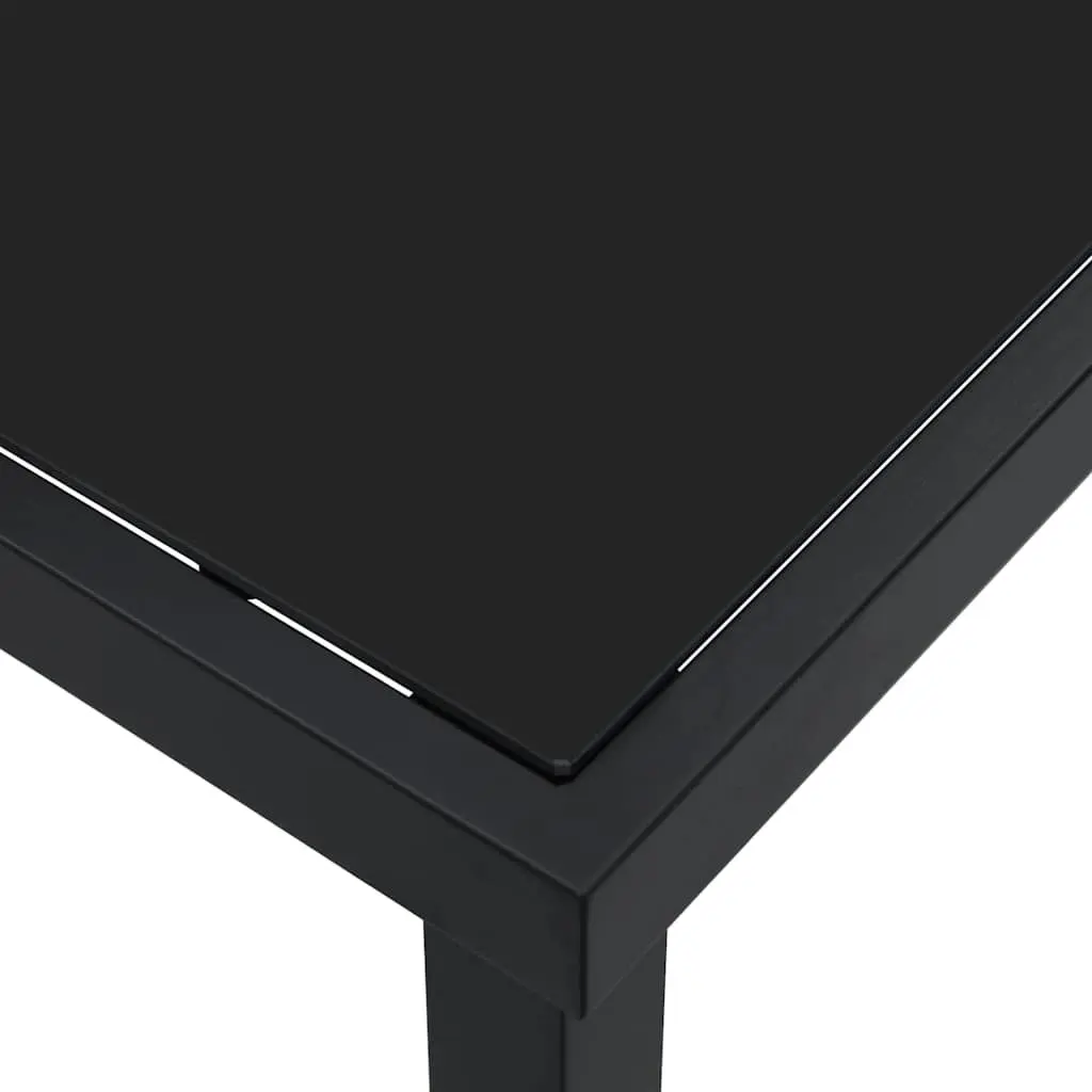 Garden Table Metal Frame Tempered Glass 140 x 70 x 73 cm Black