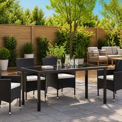 Sturdy Metal Frame Outdoor Dining Table 160x80x73cm
