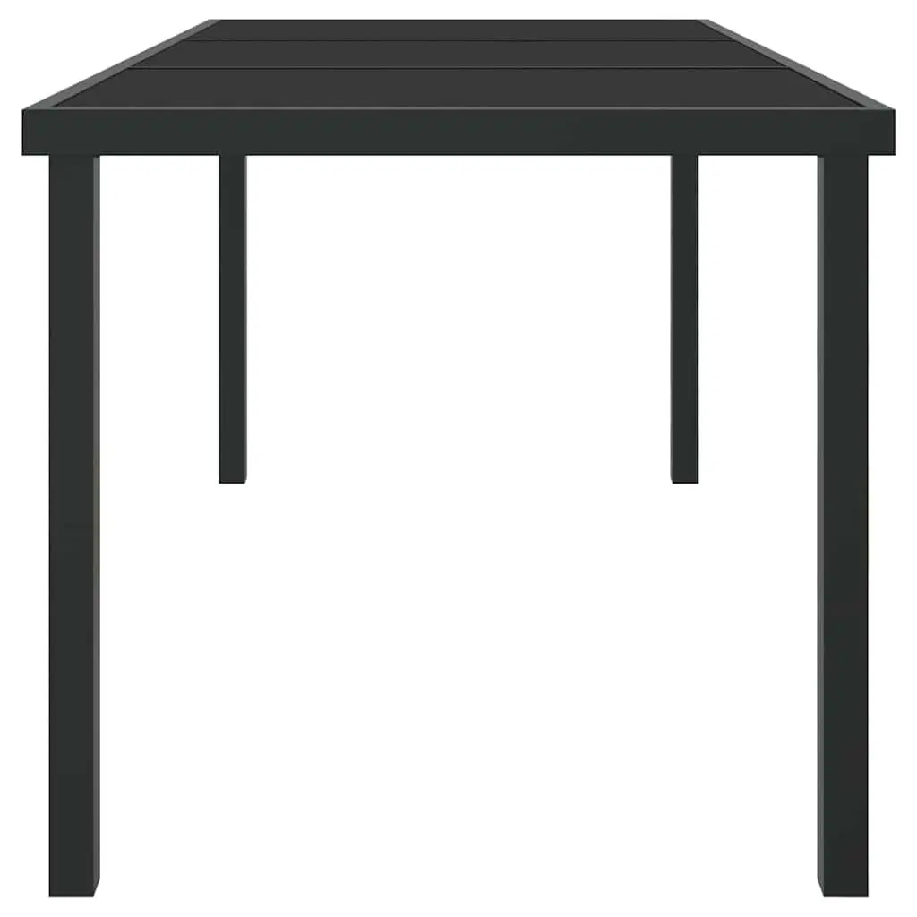 Garden Dining Table Metal 160x80x73cm Black Tempered Glass