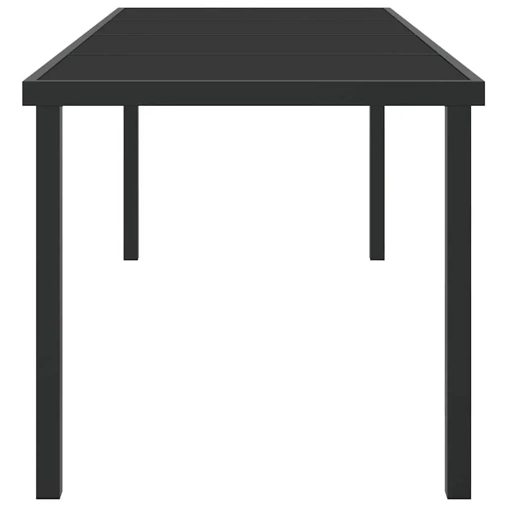 Black Outdoor Garden Table with Tempered Glass