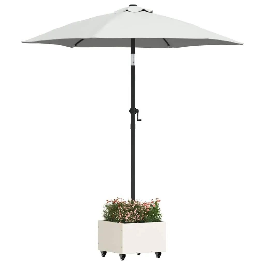 Parasol Base Steel 45 x 45 x 45 cm White Outdoor Umbrella Stand