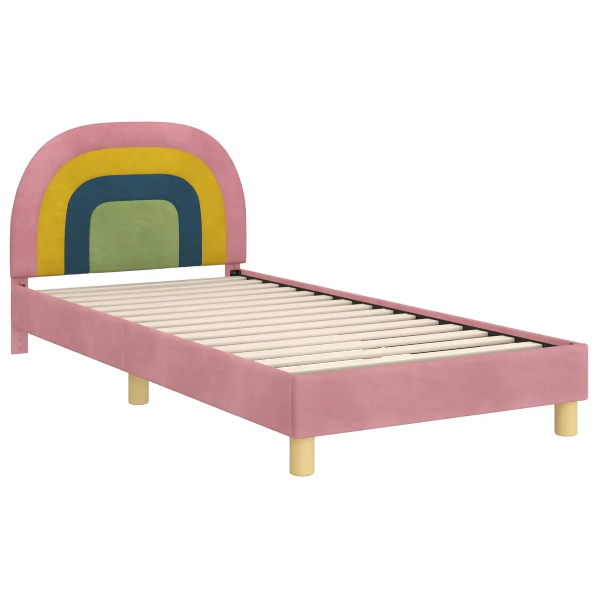 Pink Kids Bed Frame with Headboard 90 x 190 cm