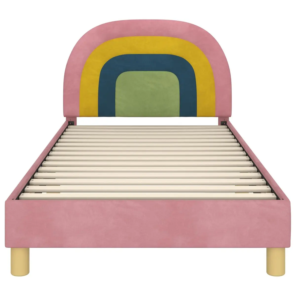 Pink Kids Bed Frame with Headboard 90 x 190 cm